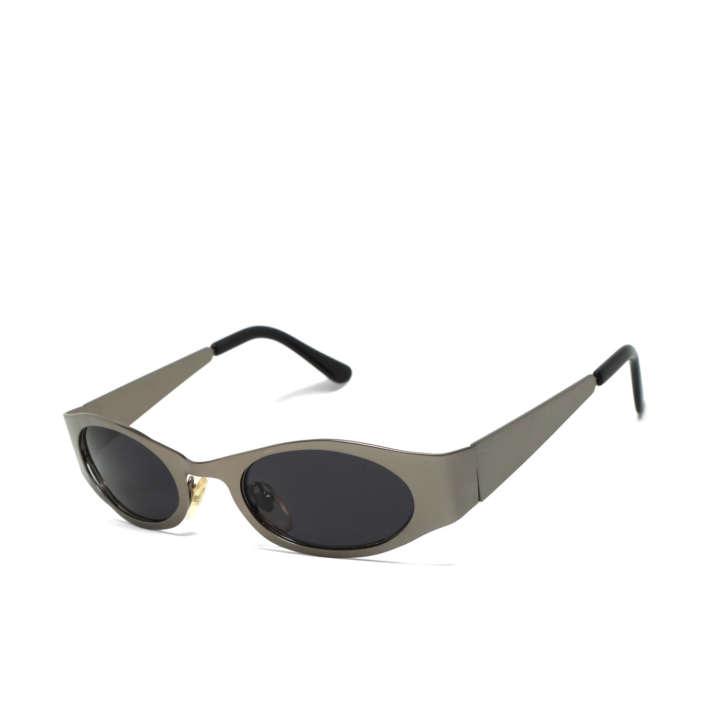 //Style 7253// Classic Heavyweight Late 90s Metal Oval Sunglasses - Grey