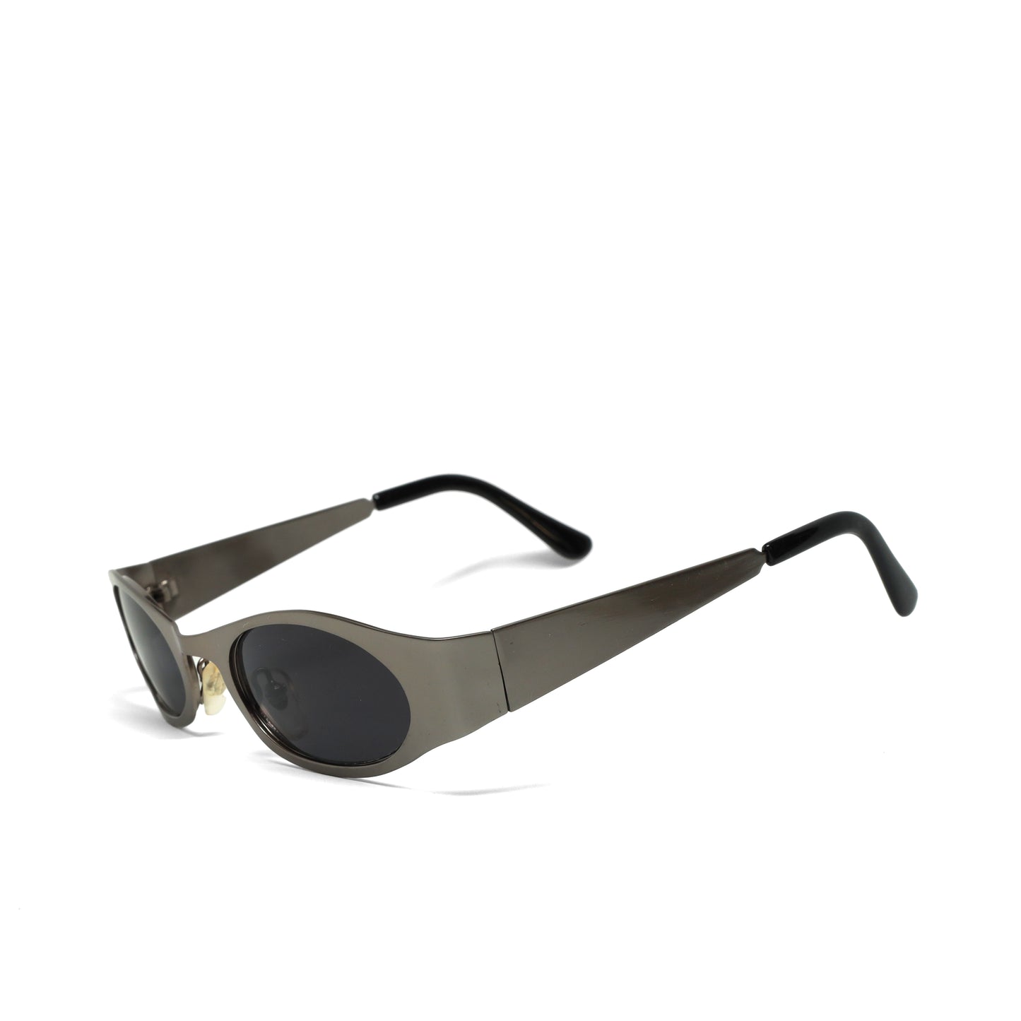 //Style 7253// Classic Heavyweight Late 90s Metal Oval Sunglasses - Grey