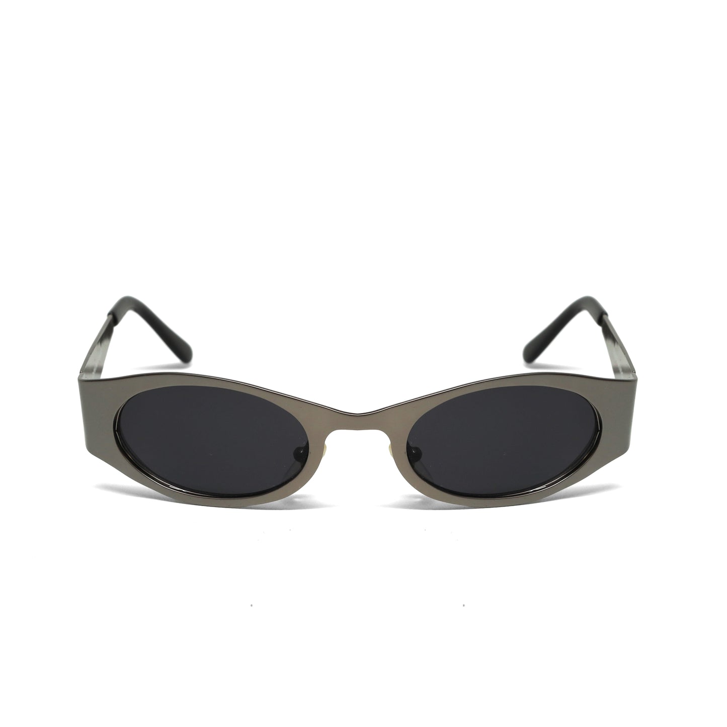 //Style 7253// Classic Heavyweight Late 90s Metal Oval Sunglasses - Grey