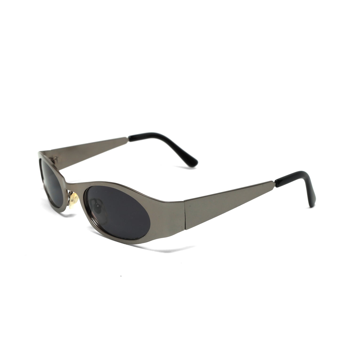 //Style 7253// Classic Heavyweight Late 90s Metal Oval Sunglasses - Grey