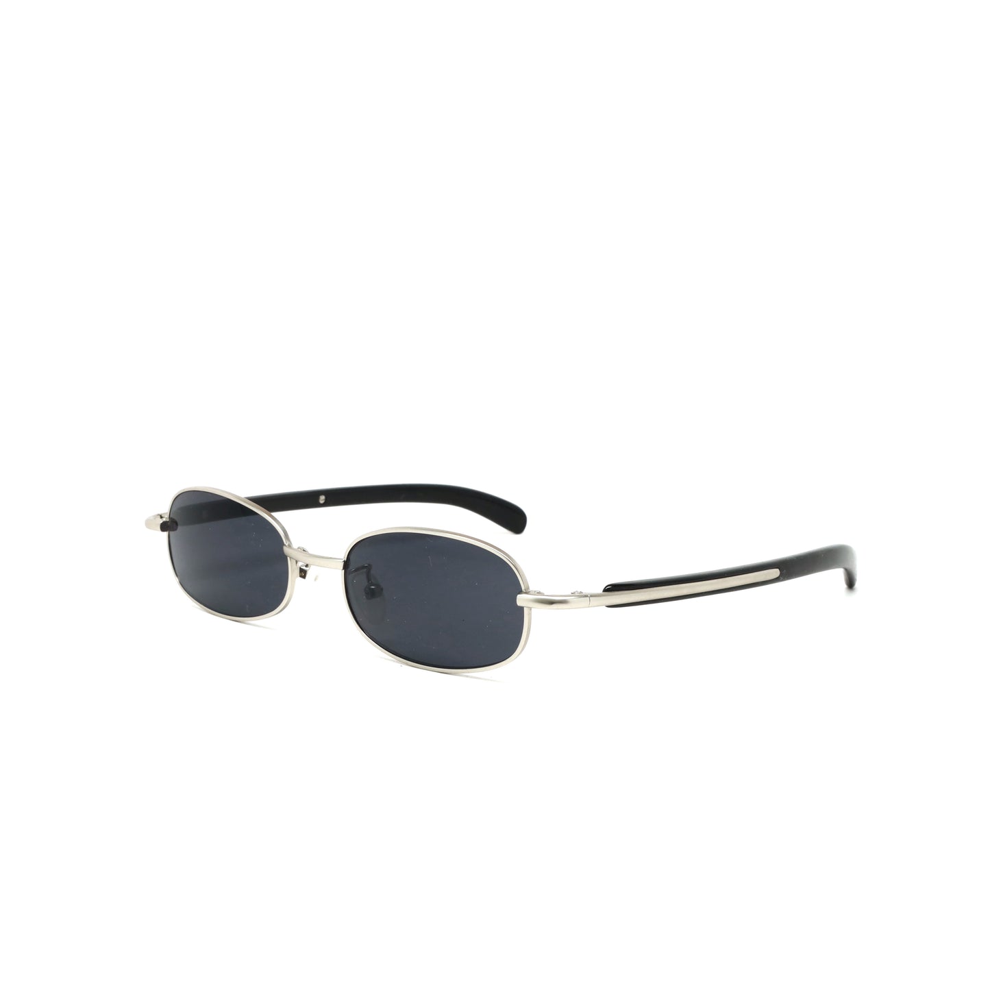 Vintage 90s Small Size Narrow Frame Wraparound  Sunglasses - Silver