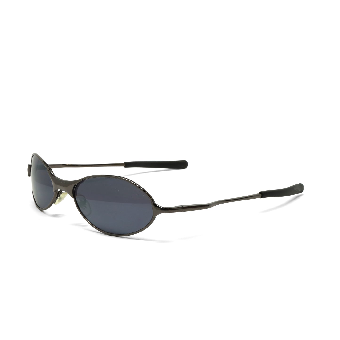 //Style 60// Vintage 2000s Narrow Wire Wraparound Sunglasses - Grey