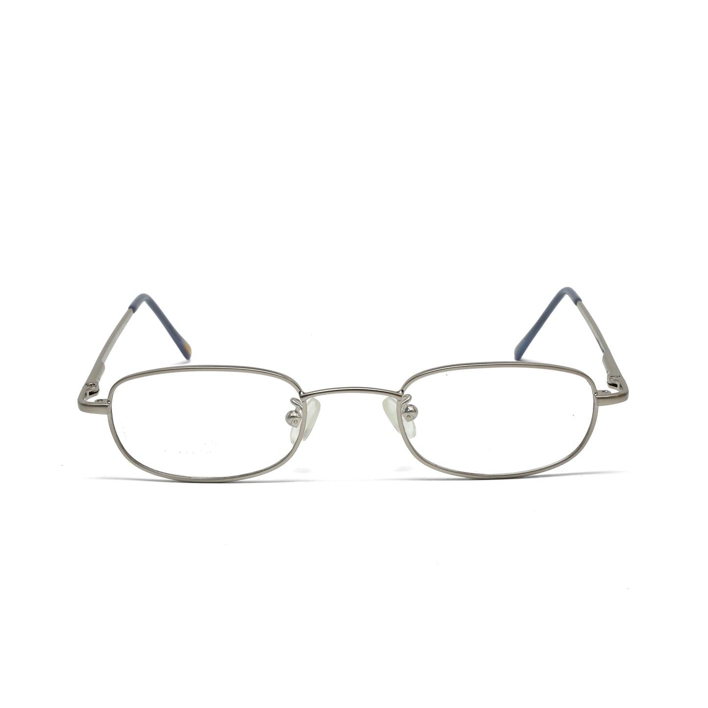 //Specs 061// Classic 1990s Wire Rectangle Non Lens Specs w/Spring Hinges – Silver
