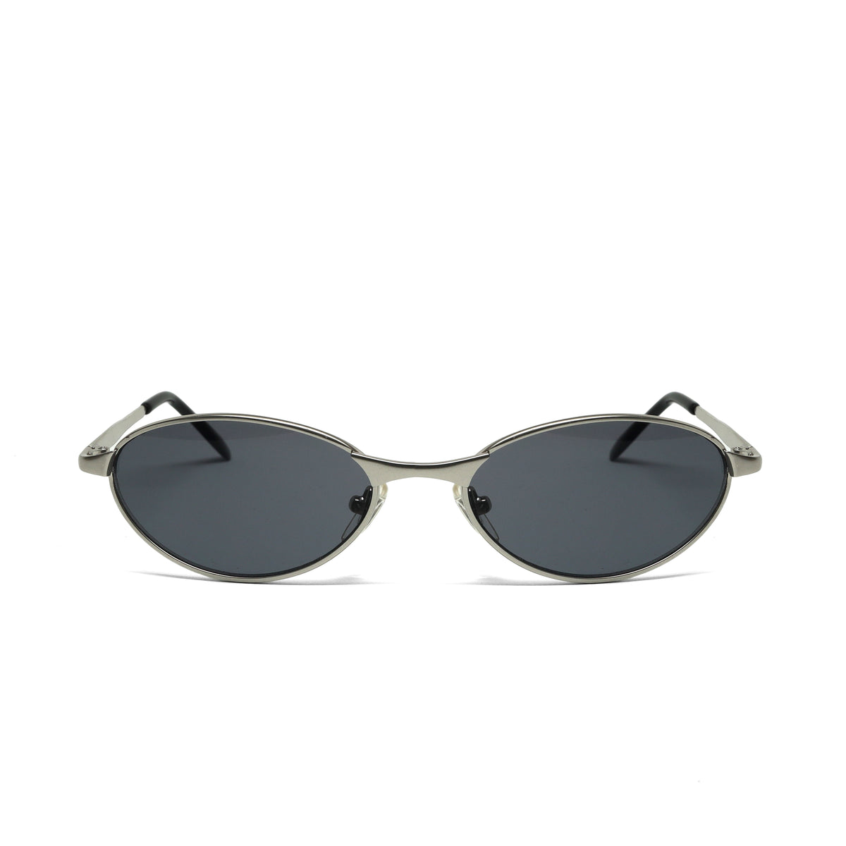 Vintage Silver Oval Half-Rim Sunglasses Frames Only Vintage Silver Metal Frame Oval Sunglasses With Grey Mirror  main image 2