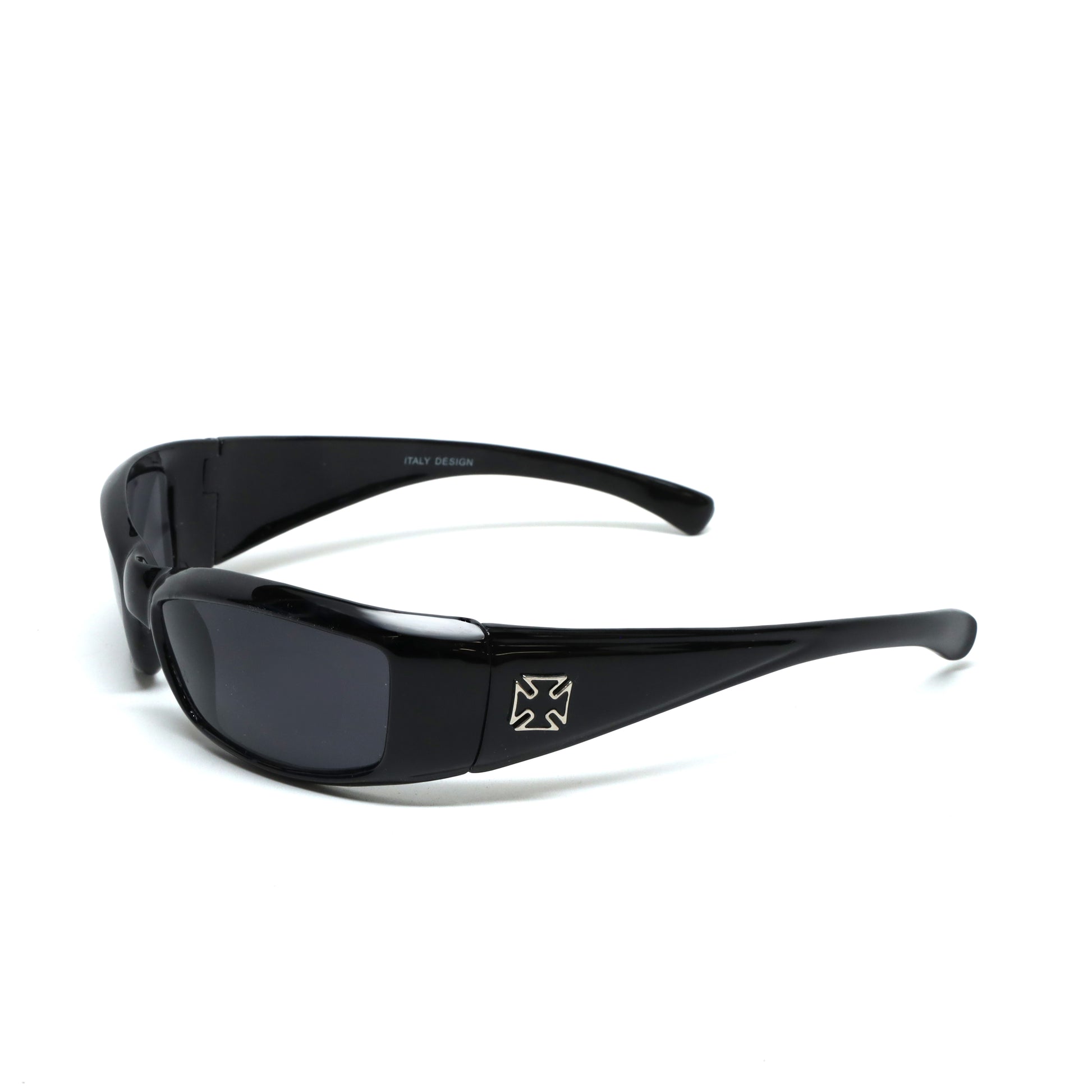 //Style 3127// Prototype 8 Deadstock Cross Metal Studded Oversized Wraparound Visor
