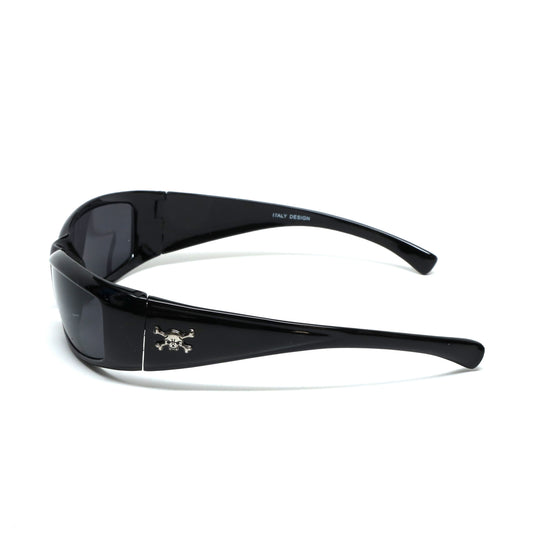 //Style 3127// Prototype 8 Deadstock Bones Metal Studded Oversized Wraparound Visor