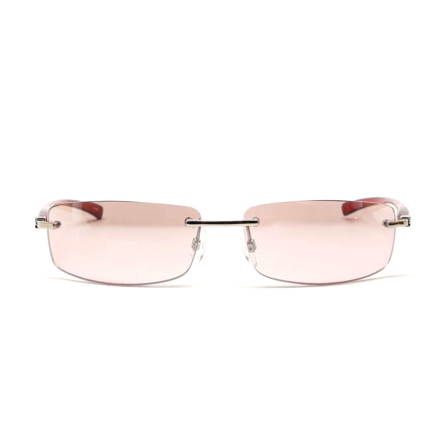 Deluxe Late 90s Vintage Frameless Rectangle Sunglasses - Pink