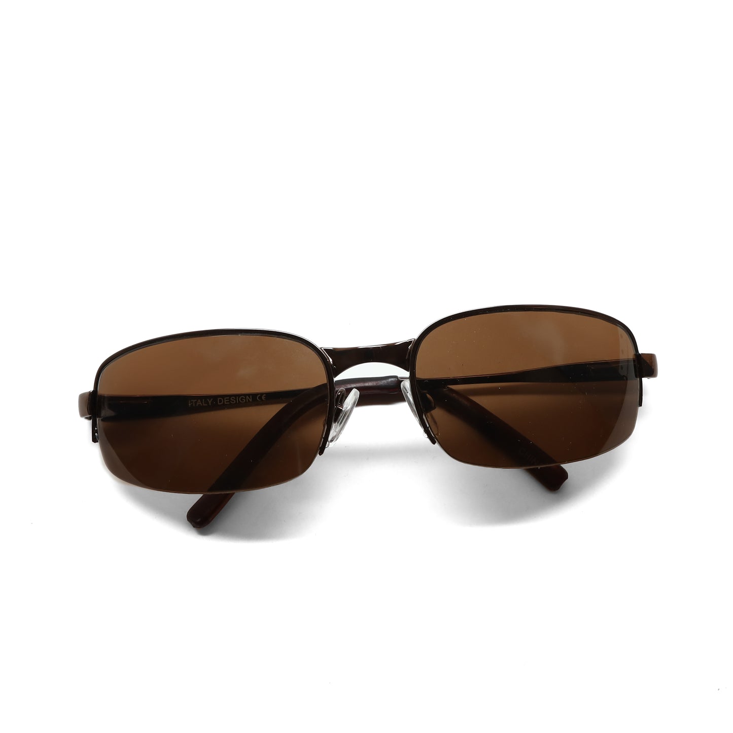 Deluxe Vintage 94 Brown Metal Oval Sunglasses - Brown