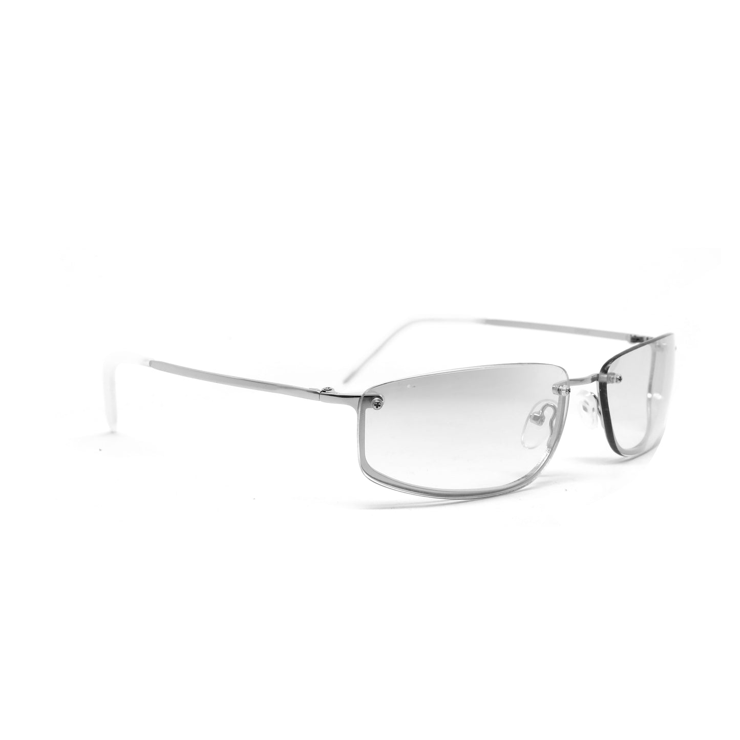 Deluxe Late 90s Vintage Metal Frameless Sunglasses - Clear