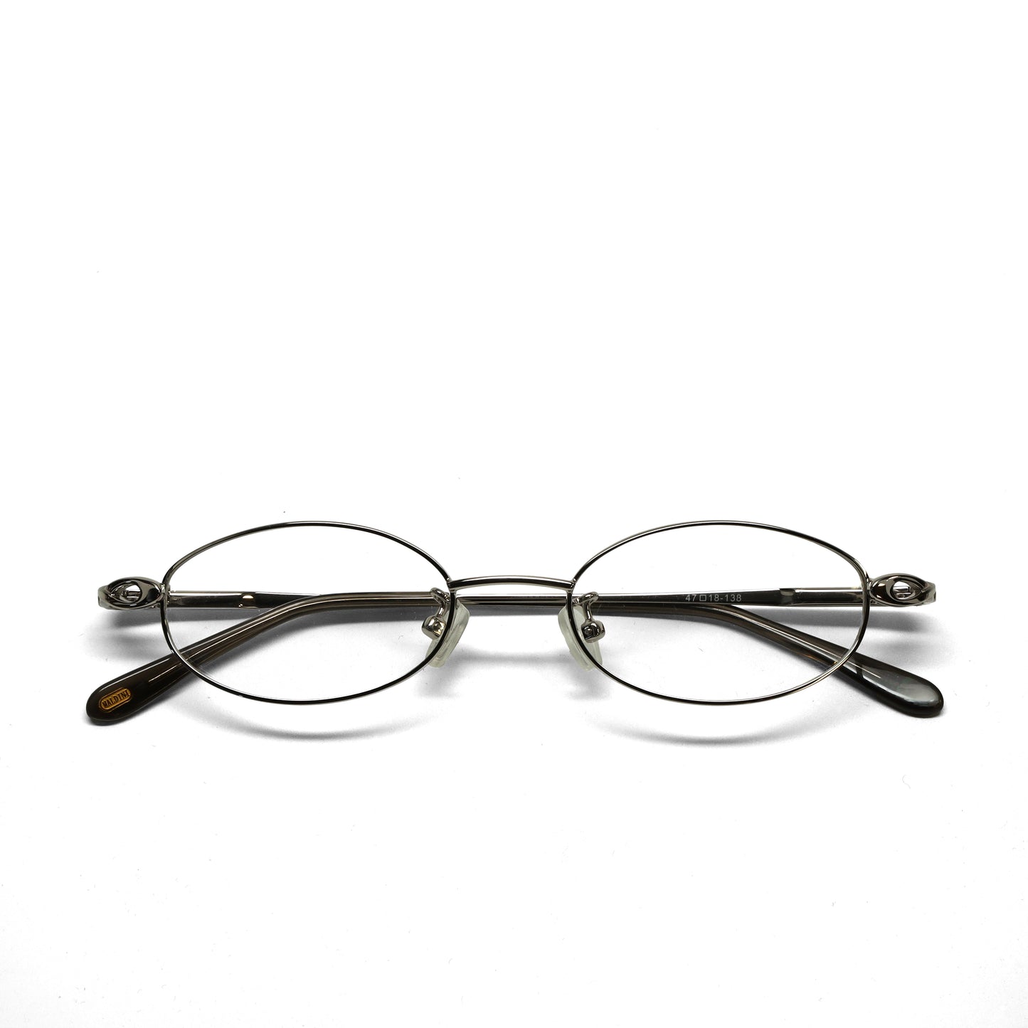 //Specs 018// Classic Late 1990s Oval Clear Lens Specs w/Spring Hinges – Silver