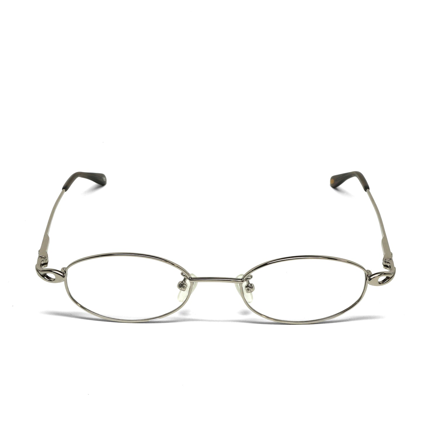 //Specs 018// Classic Late 1990s Oval Clear Lens Specs w/Spring Hinges – Silver
