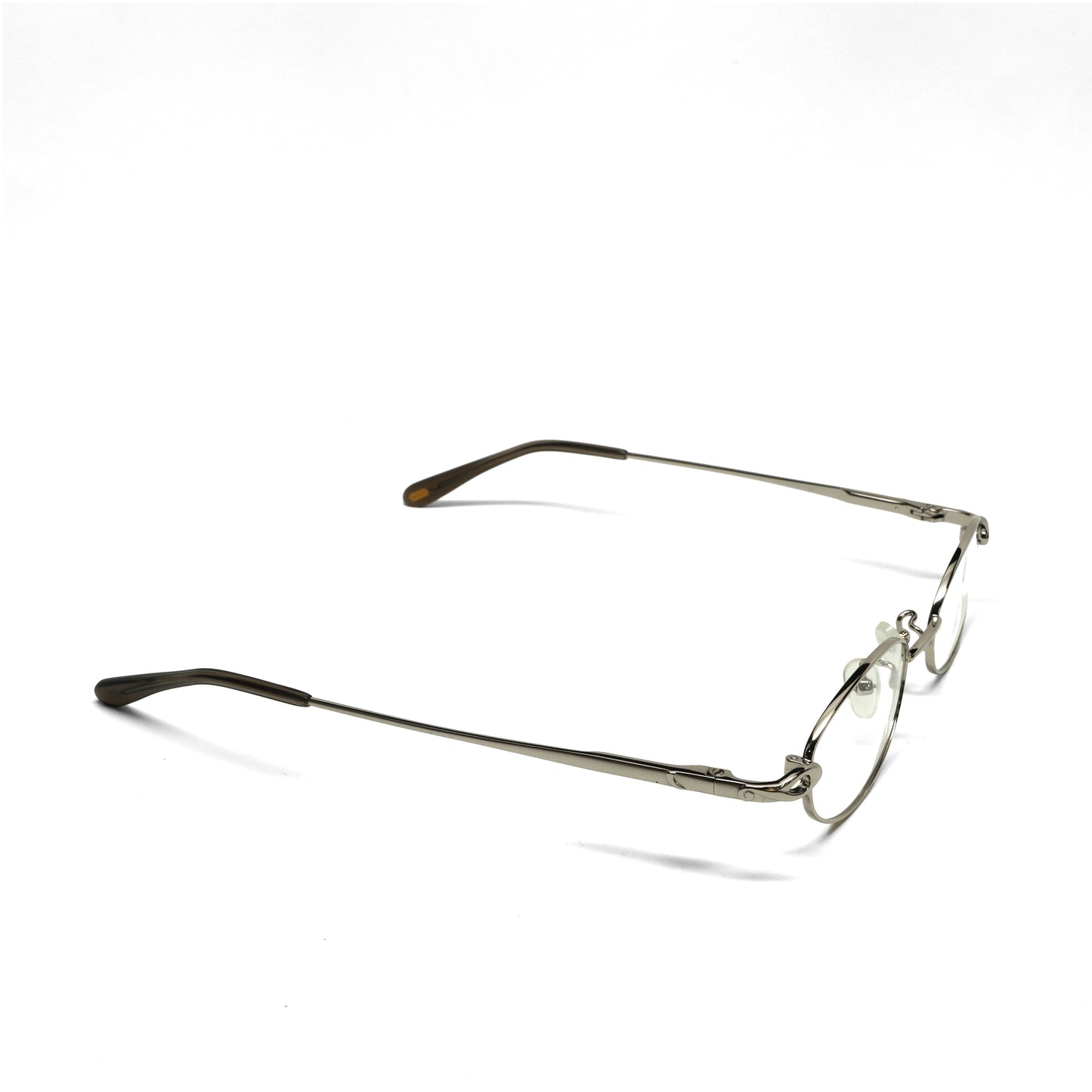 //Specs 018// Classic Late 1990s Oval Clear Lens Specs w/Spring Hinges – Silver