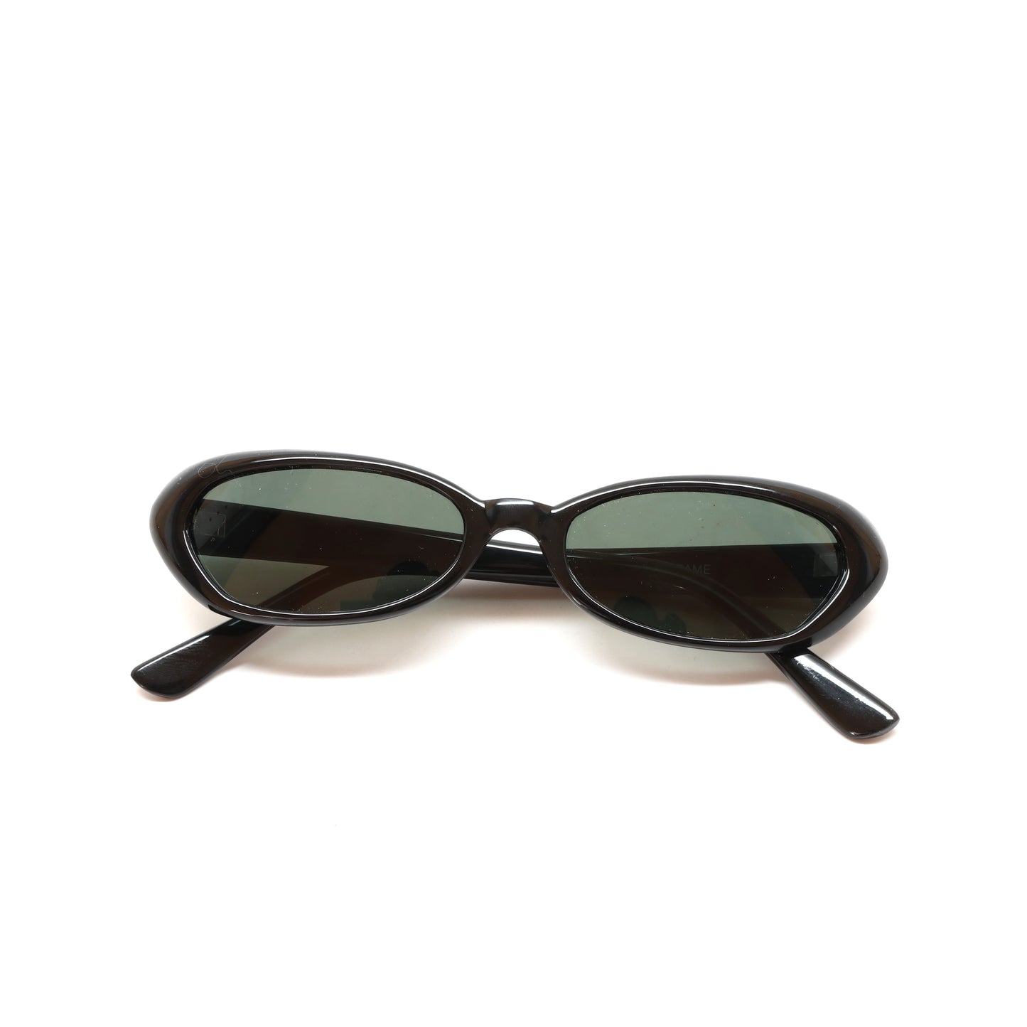 Vintage Small Sized Thin Narrow Shape Redondo Sunglasses - Black
