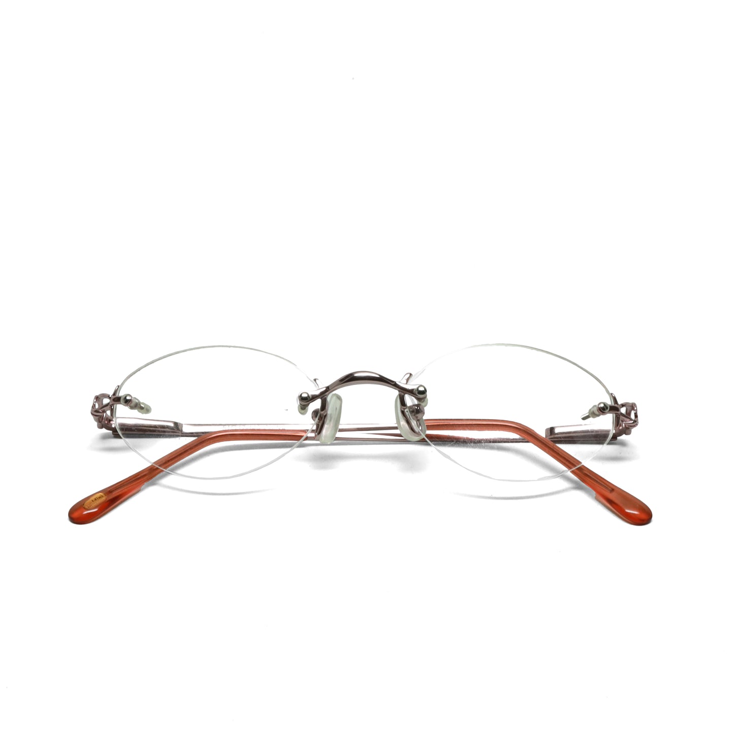 //Specs 029// Classic Late 1990s Rimless Specs w/Spring Hinges – Pink