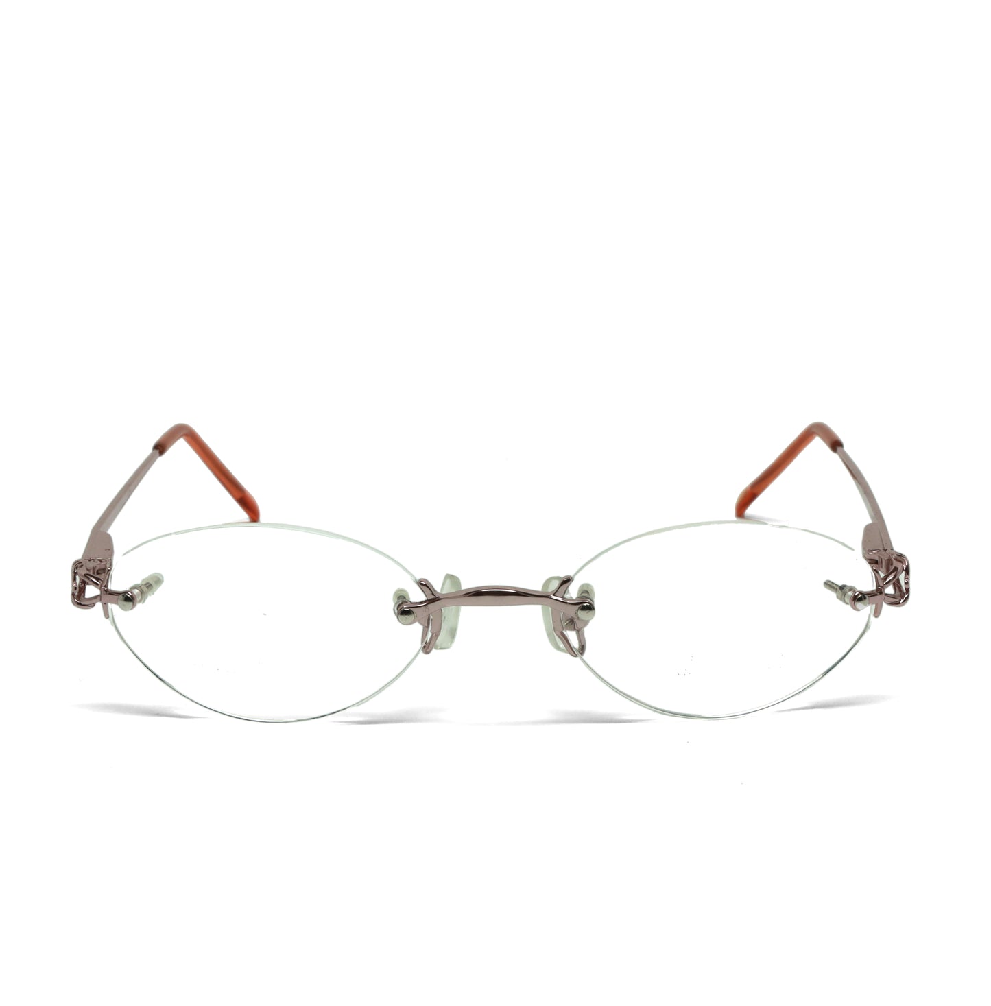 //Specs 029// Classic Late 1990s Rimless Specs w/Spring Hinges – Pink