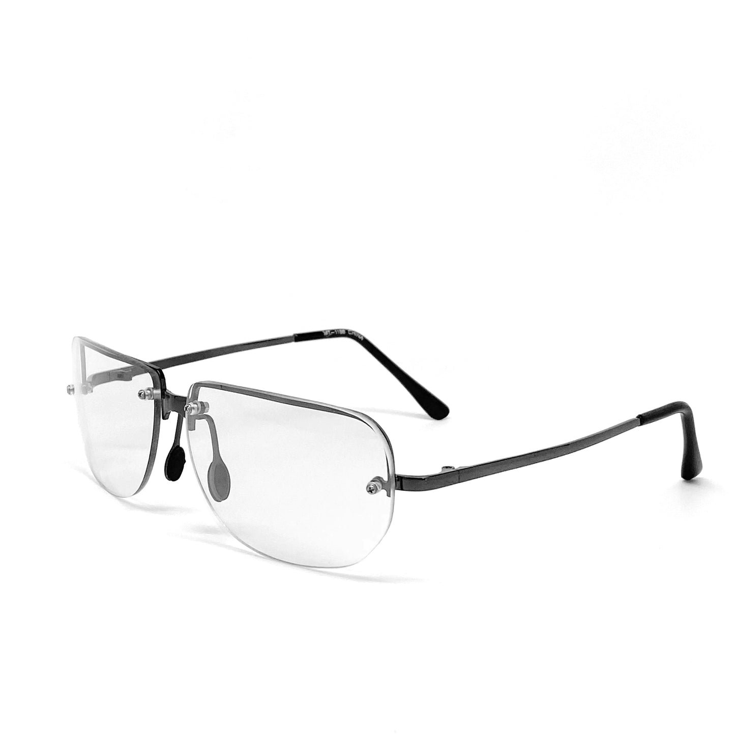 Vintage Standard Sized Frameless Moon Shape Sunglasses - Silver