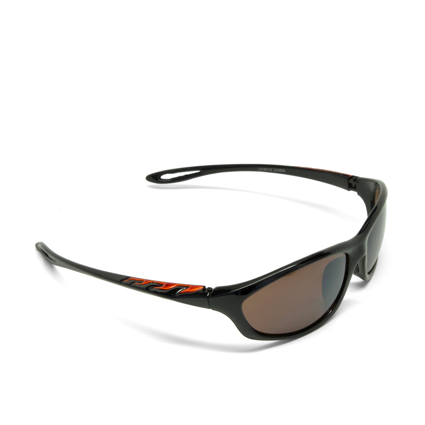 //Style 9818// Vintage Early Y2k Wraparound Brown Lens Flame Detail Visor