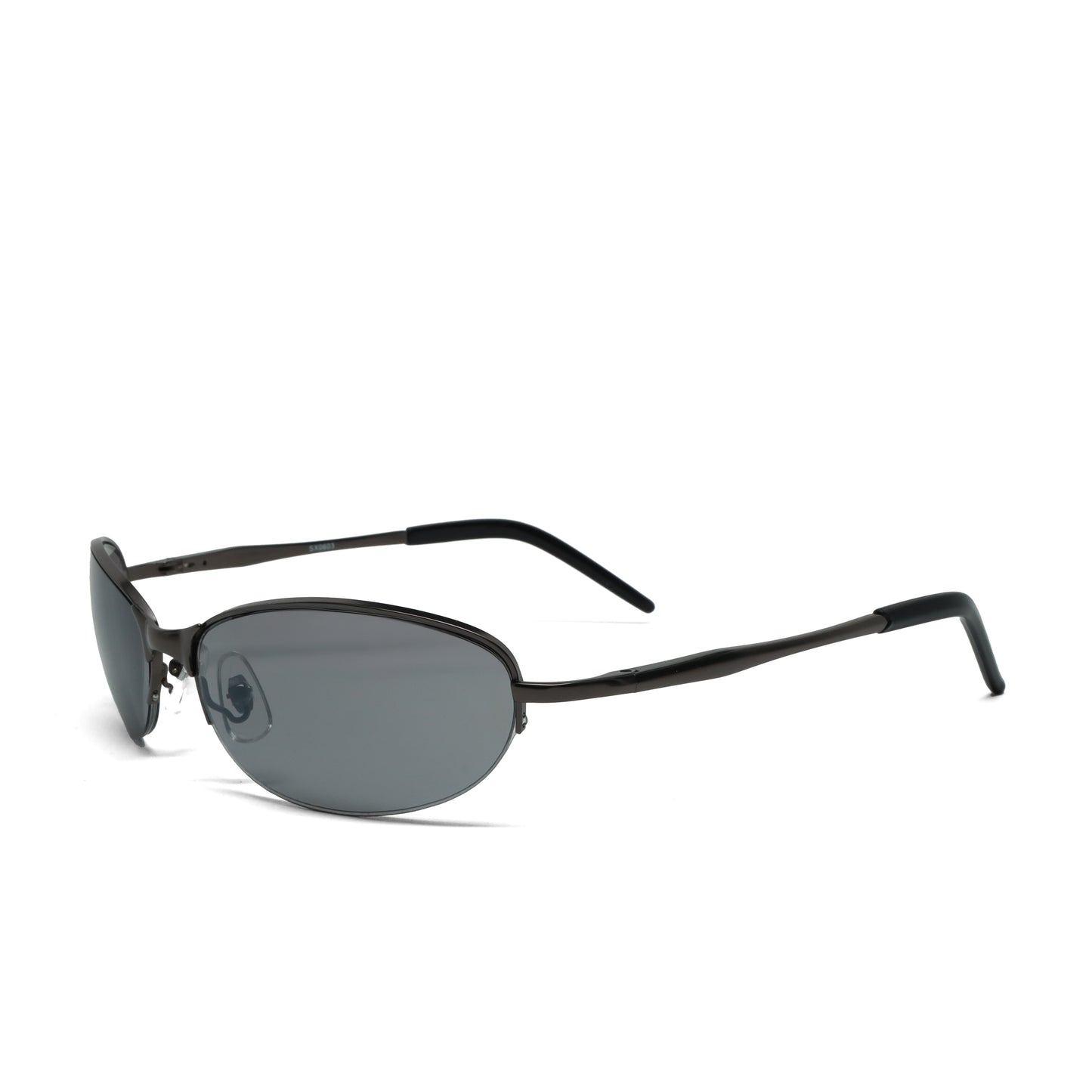 //Style 603// Vintage Late 90s/Early 2000s Frameless Grey Oval Sunglasses