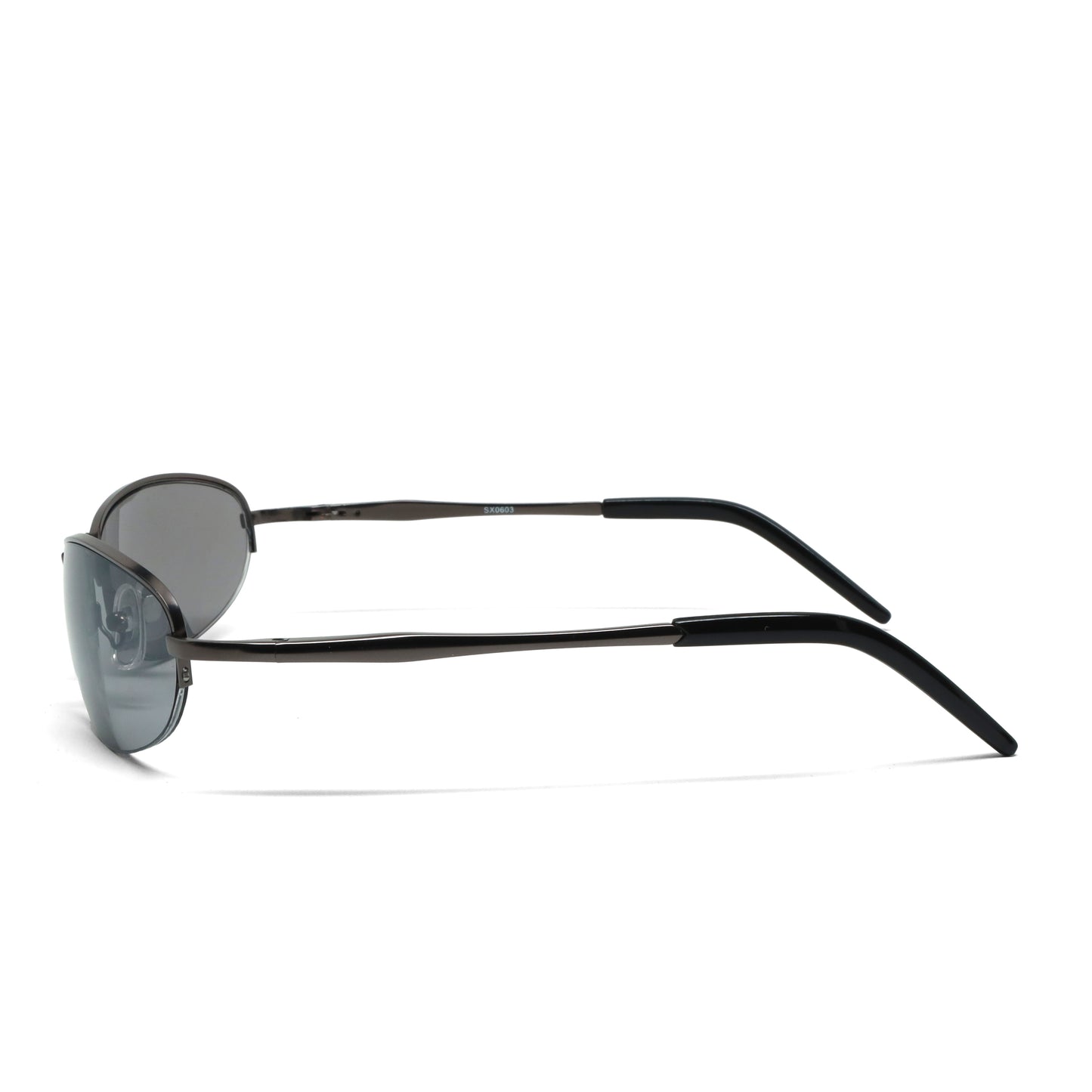 //Style 603// Vintage Late 90s/Early 2000s Frameless Grey Oval Sunglasses