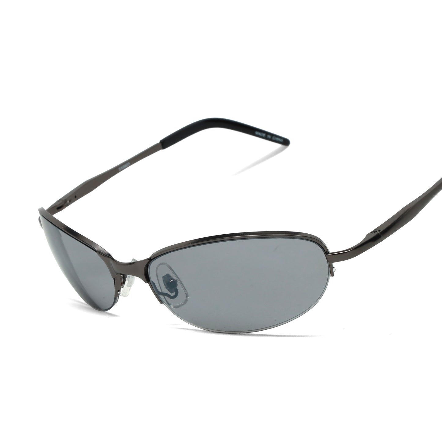 //Style 603// Vintage Late 90s/Early 2000s Frameless Grey Oval Sunglasses