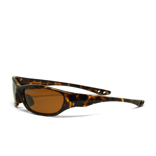 /Prototype 4F/ POLARIZED Y2K Pilot Style Wraparound Visor Sunglasses - Tortoise