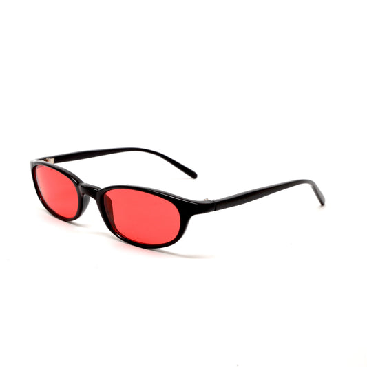 Vintage Small Size Y2k Roxbury Thin Oval Frame Sunglasses - Red