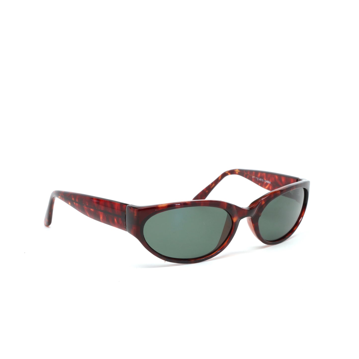 Vintage Standard Size Red Circular Frame Sunglasses - Tortoise