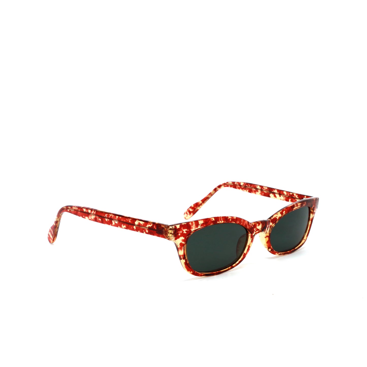 Vintage Small Sized 90s Mod Original Rectangle Sunglasses - Red
