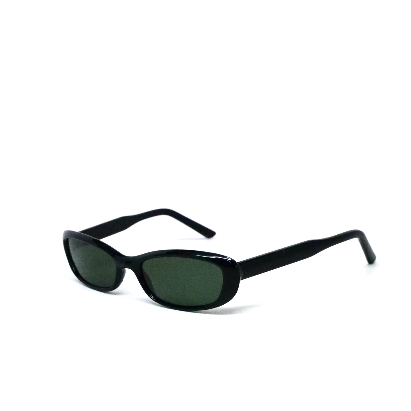 Vintage 90s Small Size Slim Narrow Rectangle Frame Sunglasses - Black