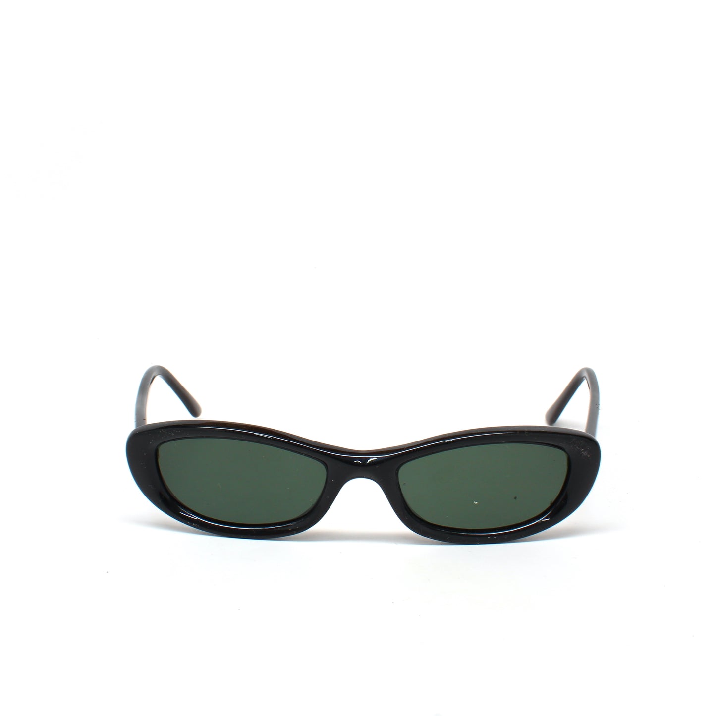 Vintage Small Sized 90s Mod Slim Narrow Rectangle Shape Sunglasses - Black