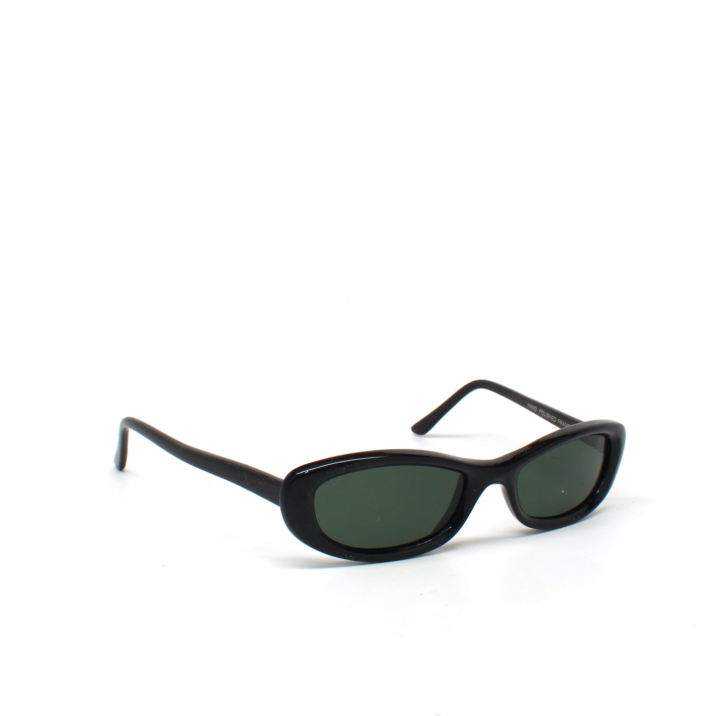 Vintage Small Sized 90s Mod Slim Narrow Rectangle Shape Sunglasses - Black