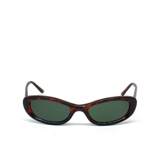Vintage Small Sized 90s Mod Slim Narrow Rectangle Shape Sunglasses - Tortoise