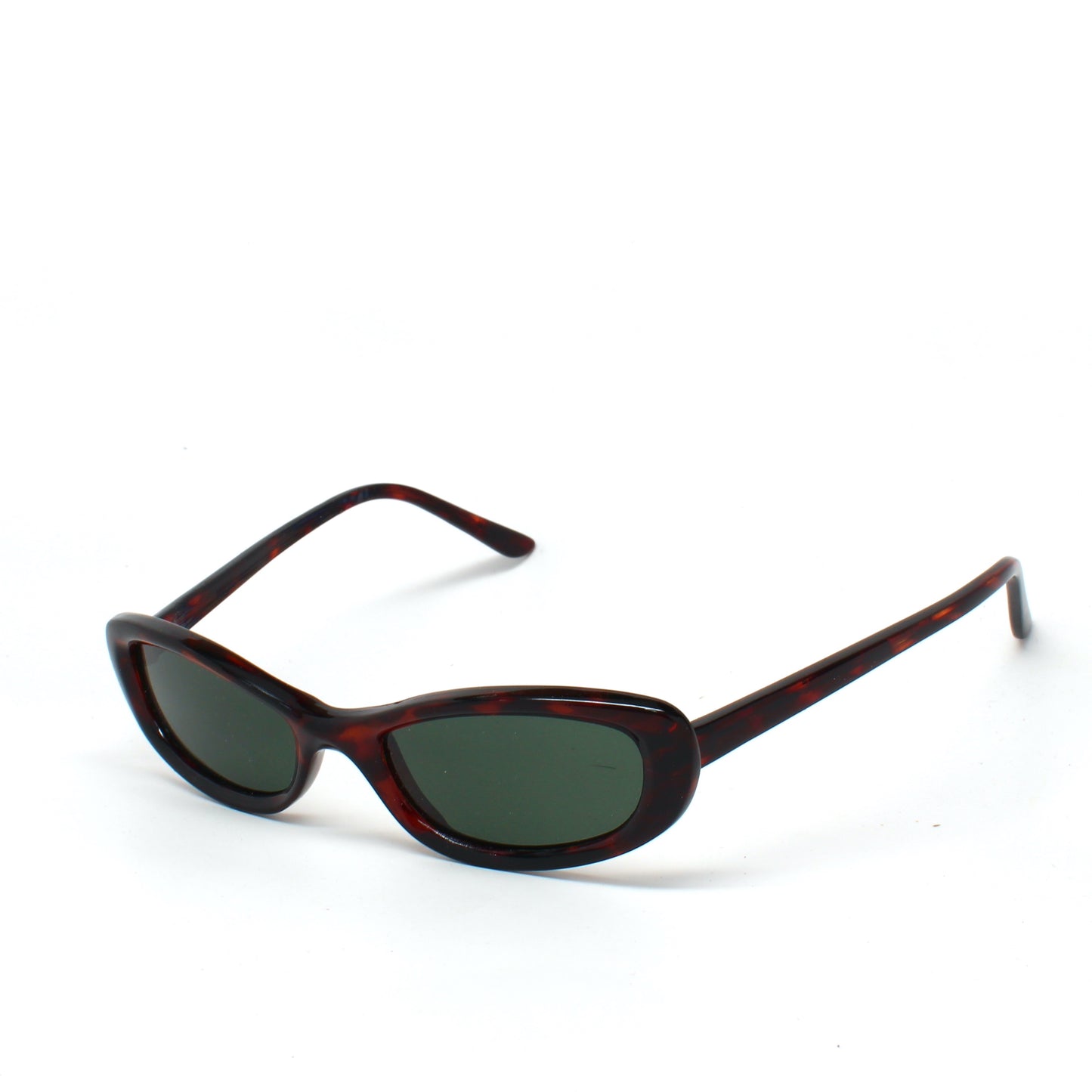 Vintage Small Sized 90s Mod Slim Narrow Rectangle Shape Sunglasses - Tortoise