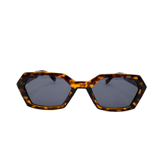 Retro Hexagon Slim Sunglasses - Tortoise