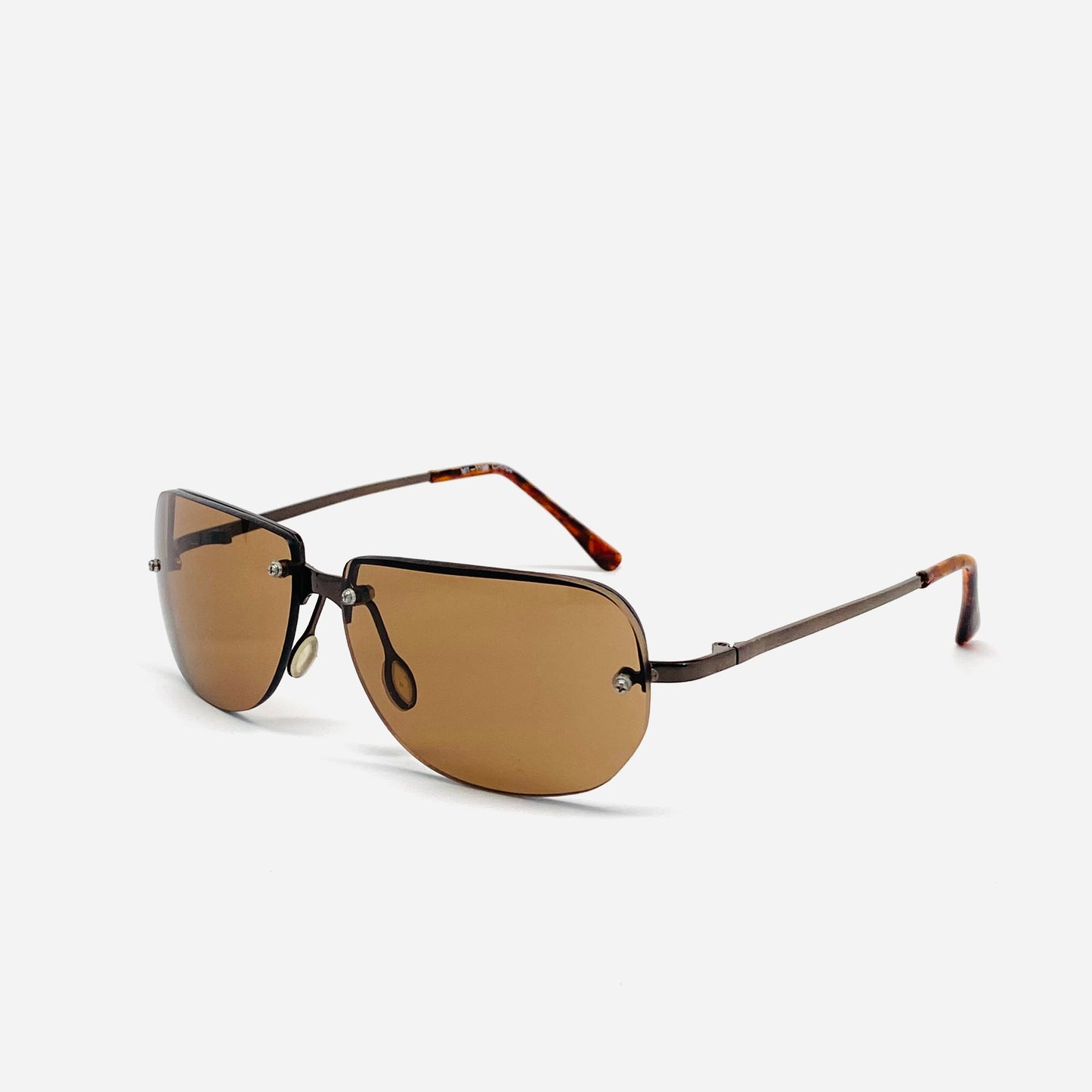 Vintage Standard Sized Frameless Moon Shape Sunglasses - Brown