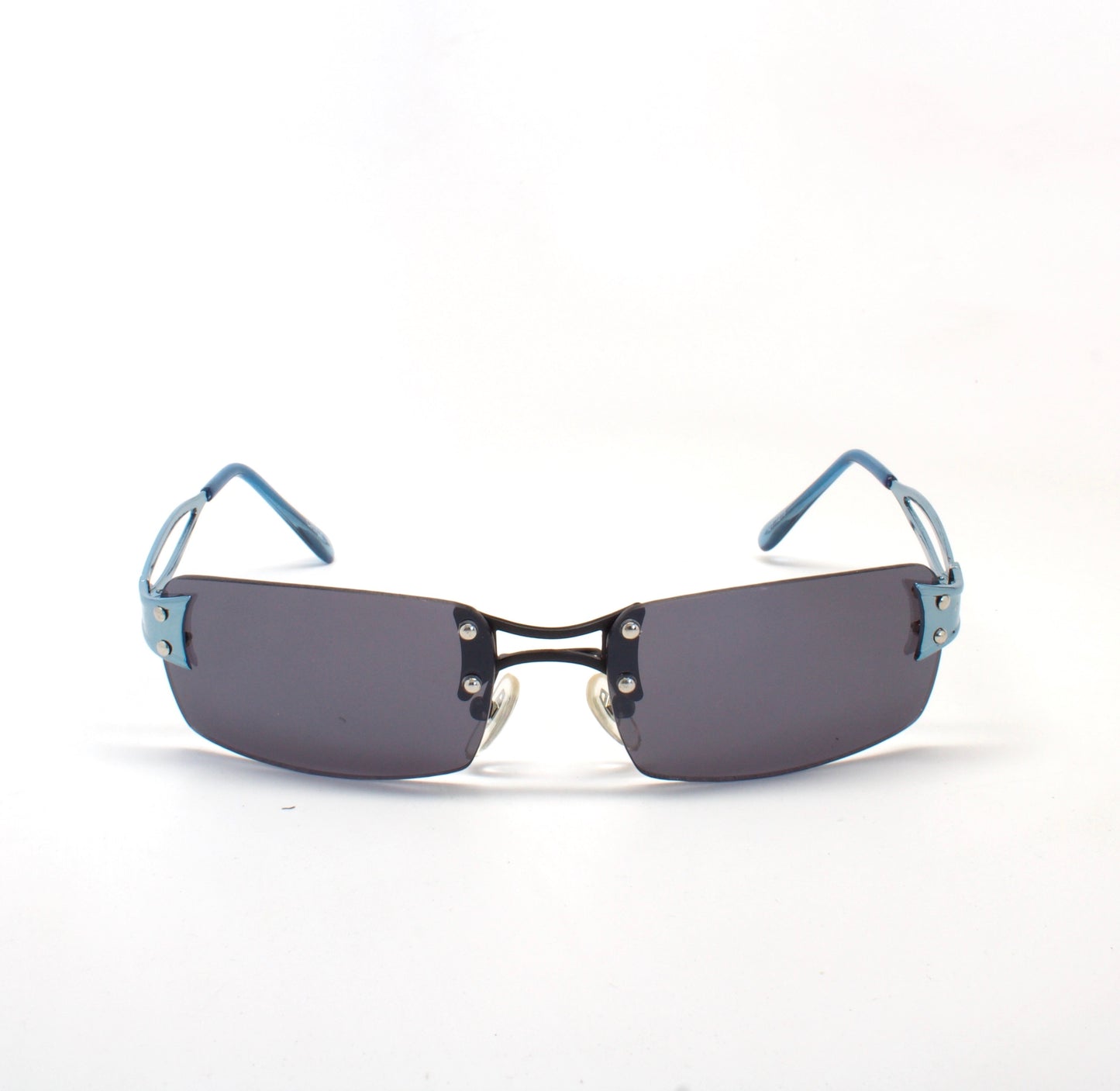 Vintage Small Size Y2K Rectangle Frameless Sunglasses - Blue