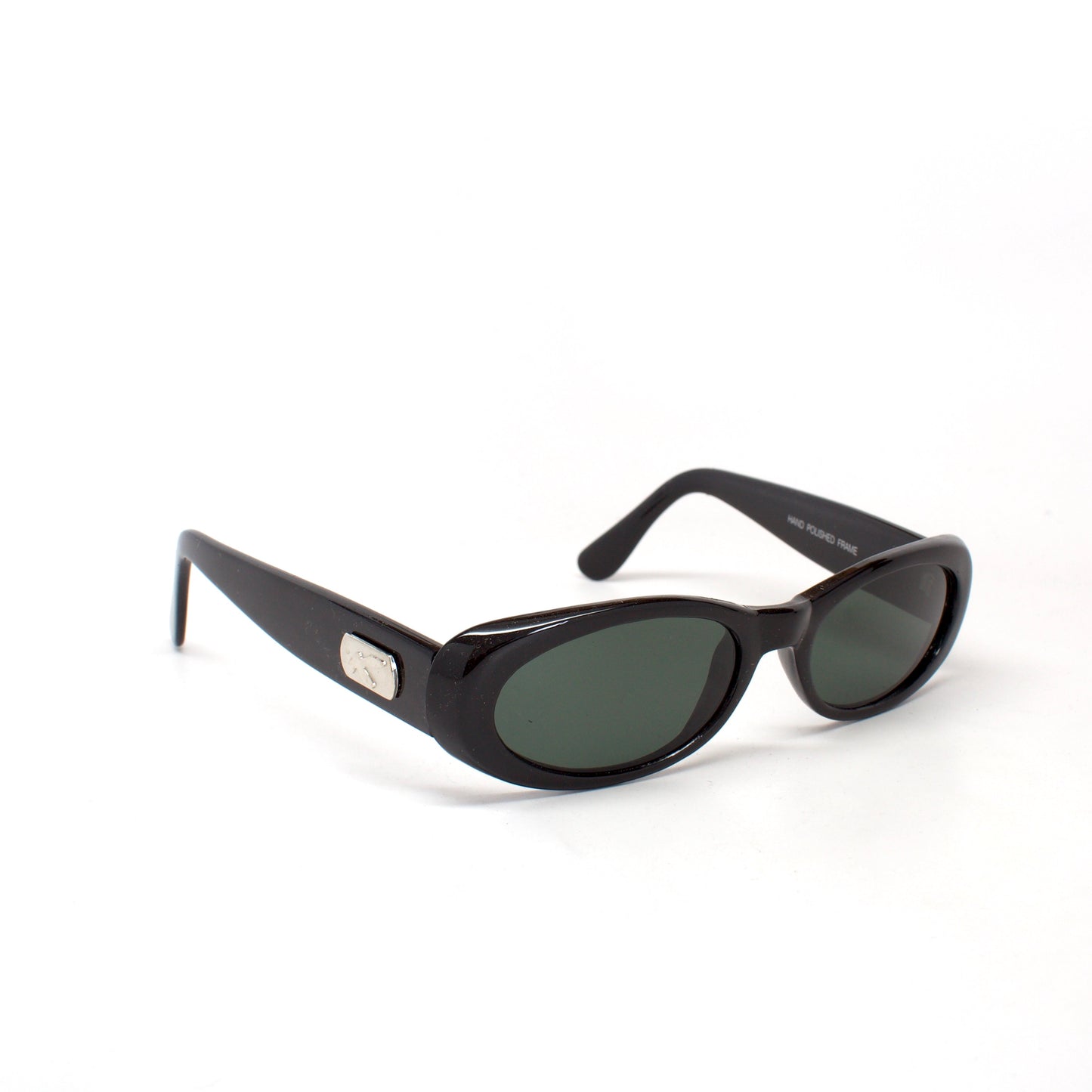 Vintage Standard Size 90s Mod Original Laine Oval Sunglasses - Black