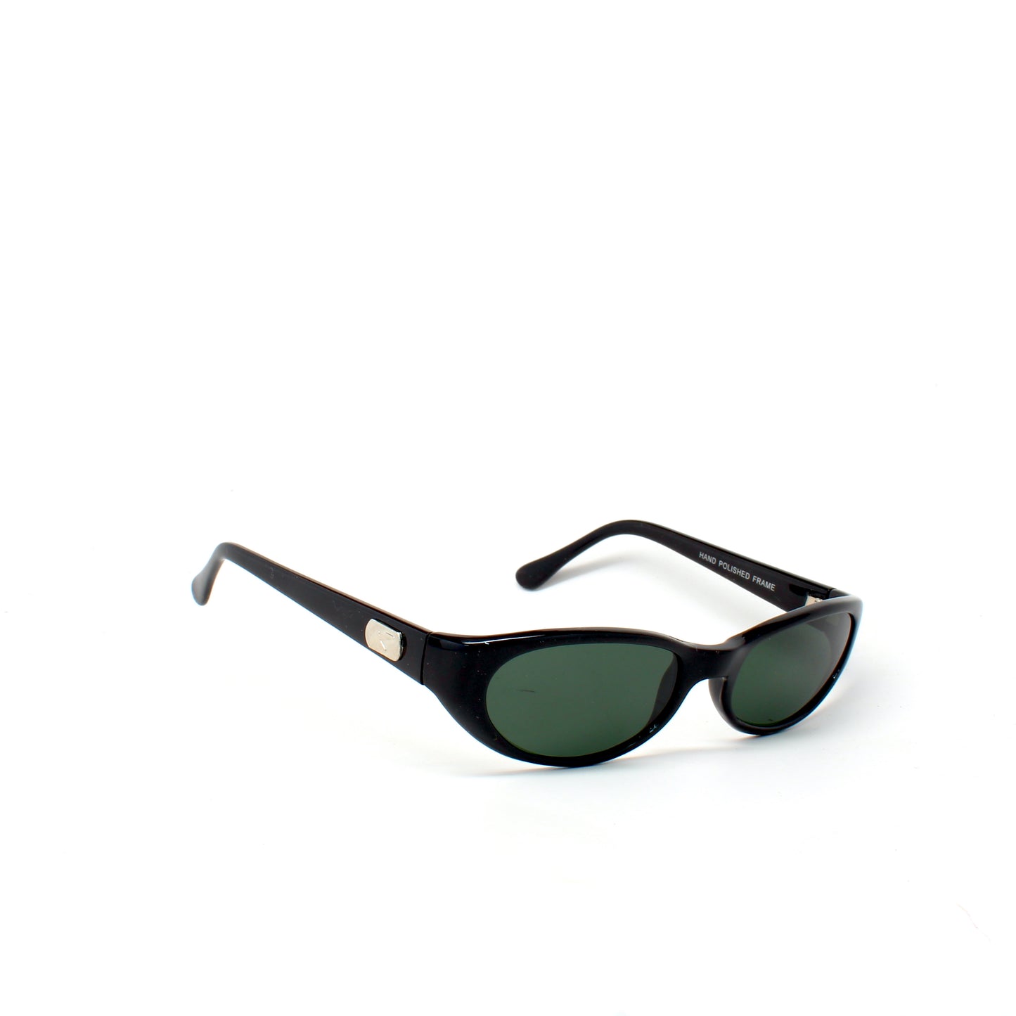 Vintage Small Size 90s Elaine Mod Oval Shaped Sunglasses- Black