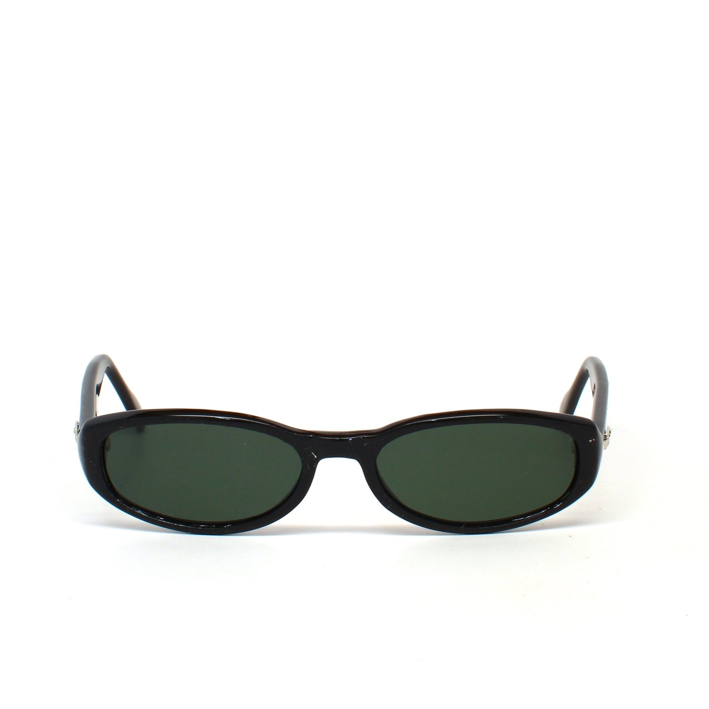 Vintage Deadstock Dark Black Oval Sunglasses 