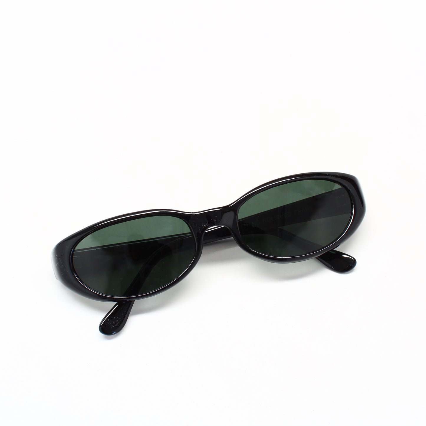 Vintage Standard Size 90s Mod Original Jane Oval Sunglasses - Dark Black