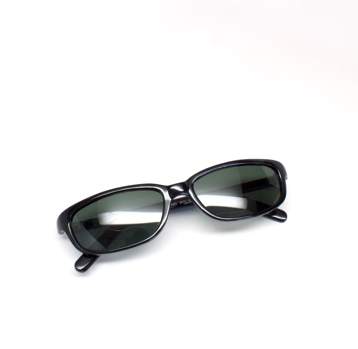 Vintage Small Size Narrow Frame Slim Rectangle Sunglasses - Black
