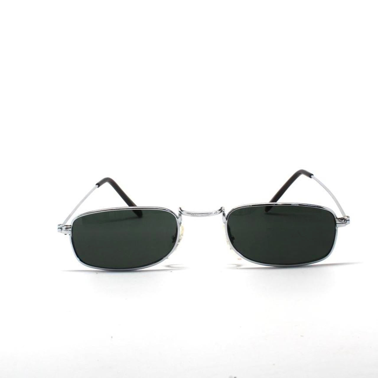 Vintage Small Size 1997 Rectangular Narrow Frame Sunglasses - Silver