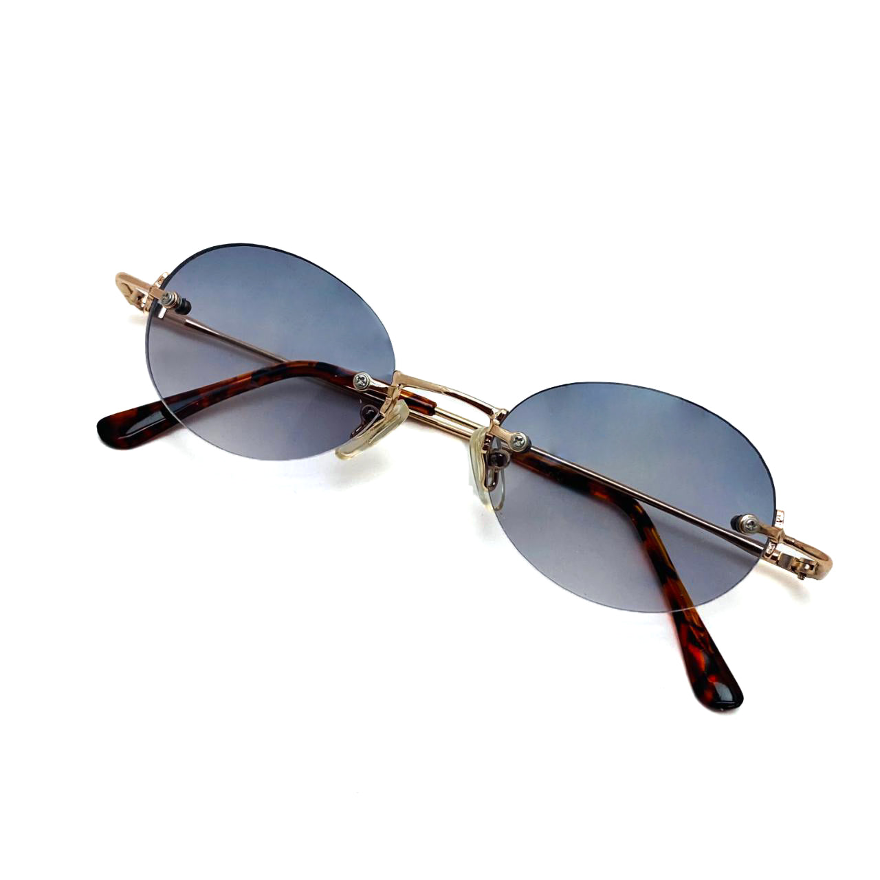 authentic deadstock golden circular shape sunnies with glass 