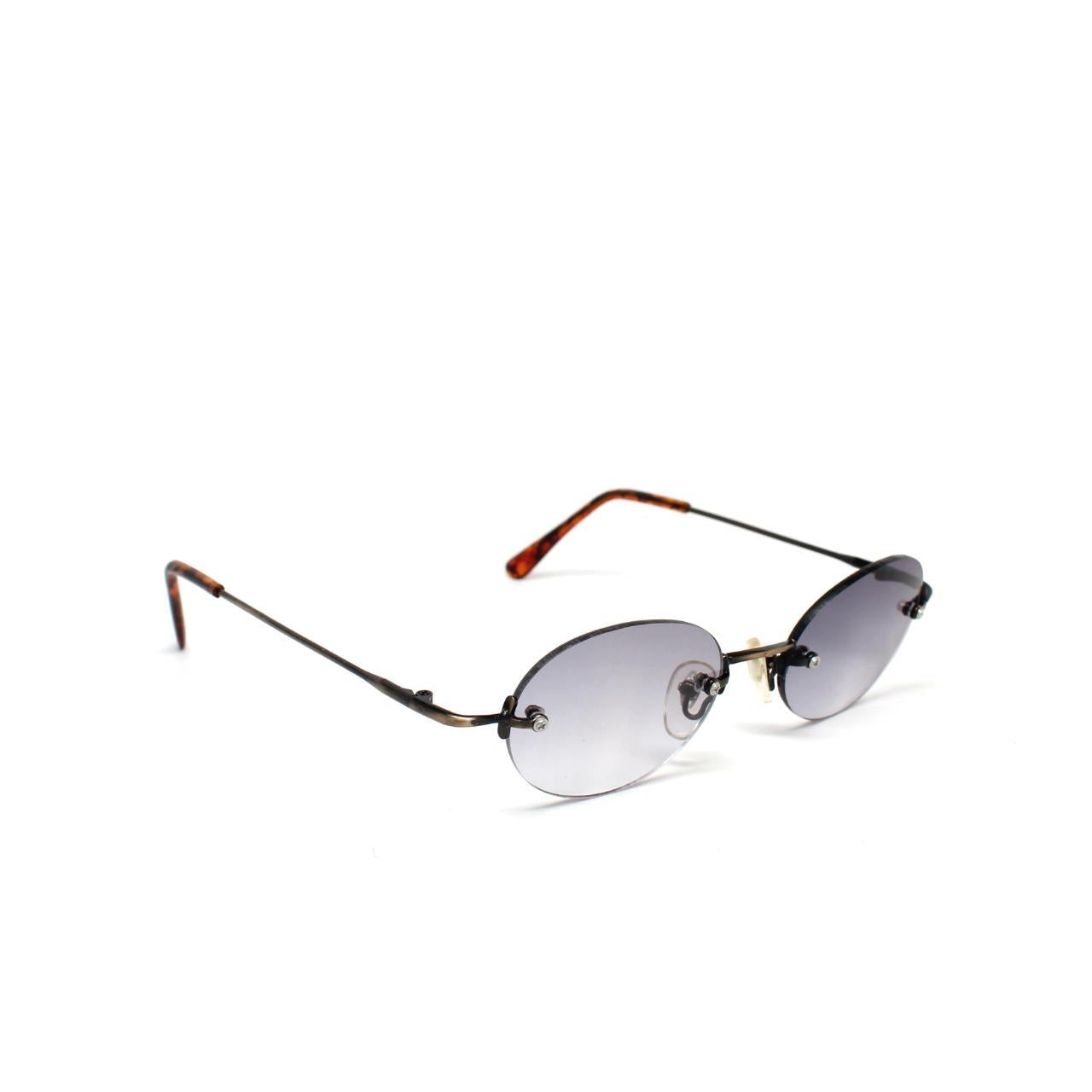 Vintage Small Size 1998 Rimless Oval Sunglasses - Bronze