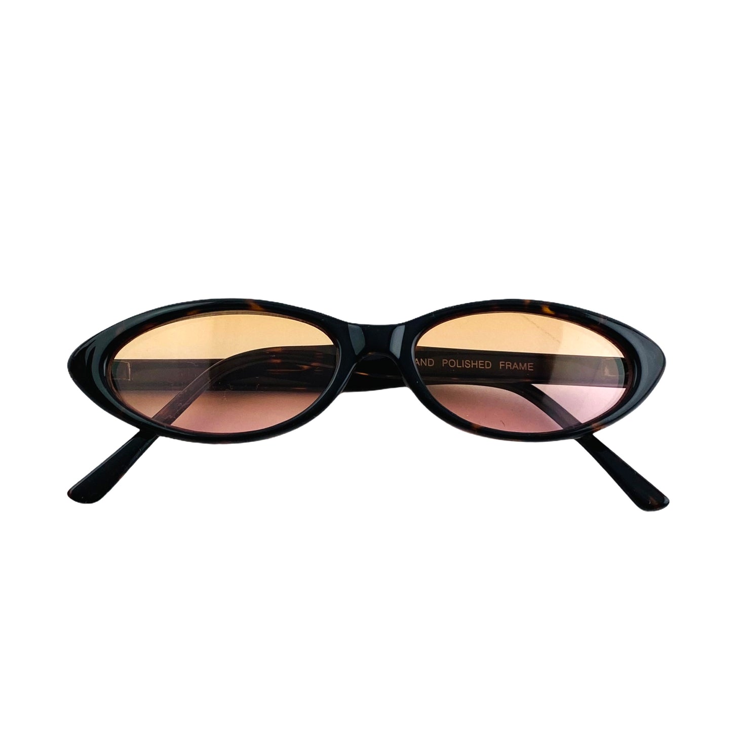 vintage 1990s black oval sunglasses with pink lenses