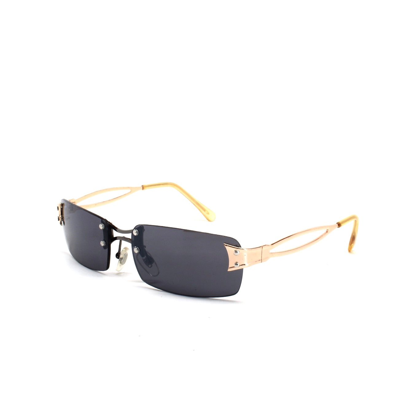 Deadstock Y2K Rectangle Frameless Sunglasses - Yellow/Black