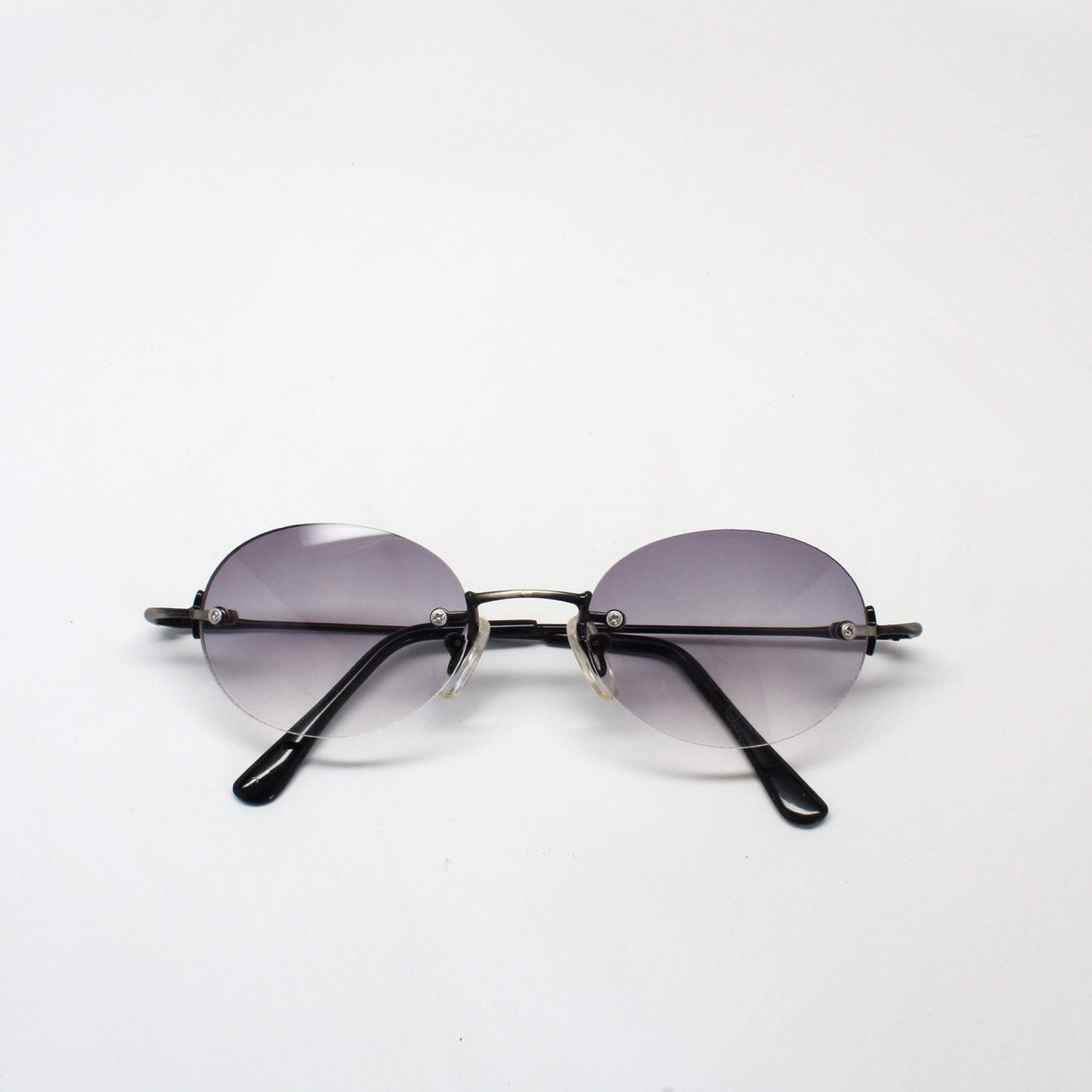 Vintage Small Size 1998 Rimless Oval Sunglasses - Black