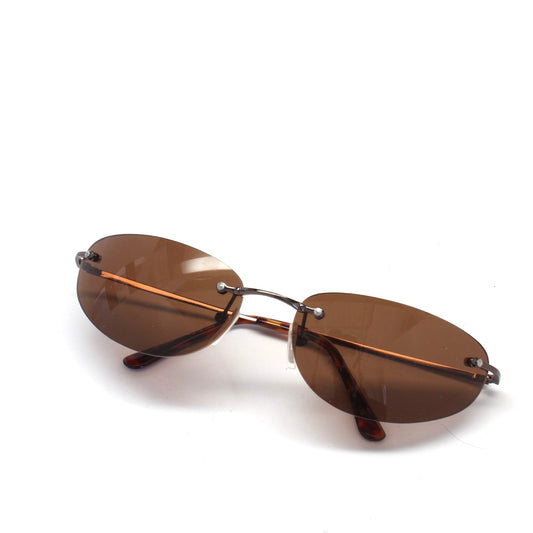 Vintage Standard Sized 2000 Oval Non Framed Sunglasses - Brown