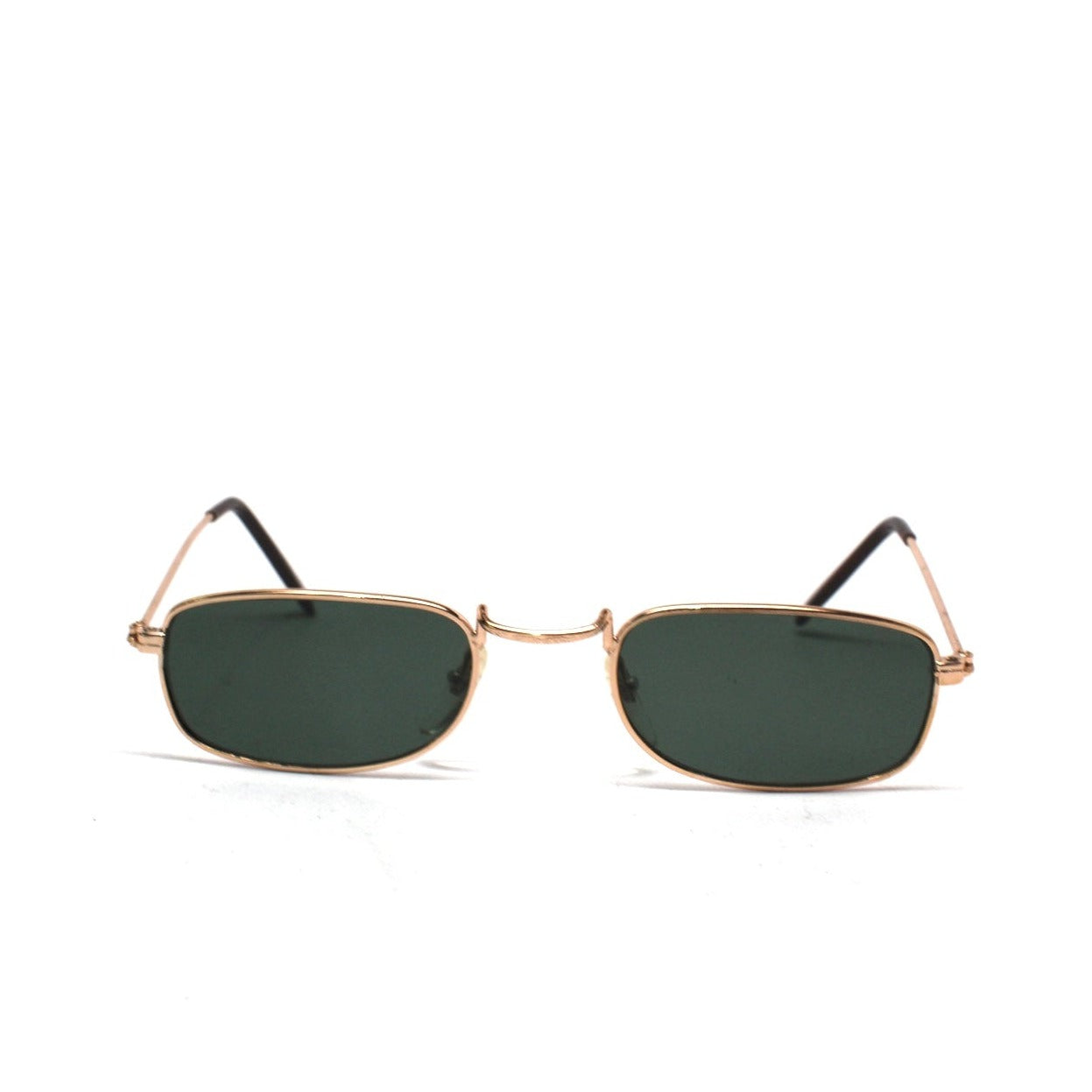 Vintage Small Size 1997 Rectangular Narrow Frame Sunglasses - Gold