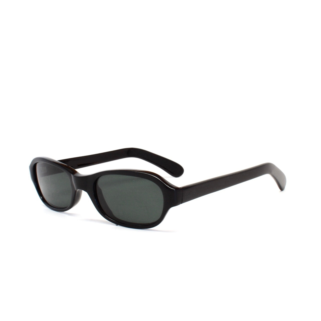 Vintage Standard Size 90s Mod Oval Frame Sunglasses - Black